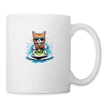 Cat Jet Ski Chat Drôle Drôle Cadeau - Mug blanc - blanc - Droite