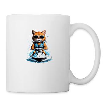 Cat Jet Ski Chat Drôle Drôle Cadeau - Mug blanc - blanc - Droite