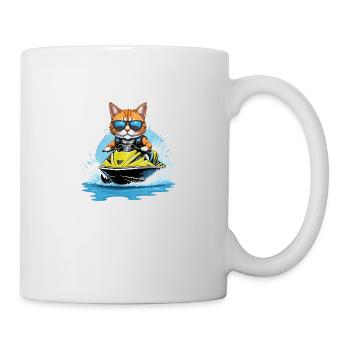 Cat Jet Ski Chat Drôle Drôle Cadeau - Mug blanc - blanc - Droite