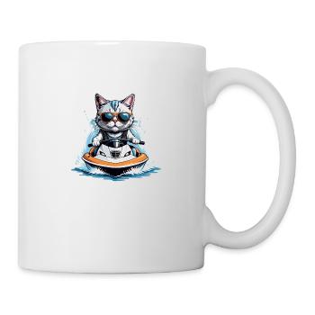 Cat Jet Ski Chat Drôle Drôle Cadeau - Mug blanc - blanc - Droite