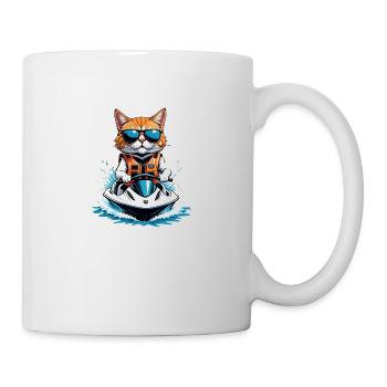 Cat Jet Ski Chat Drôle Drôle Cadeau - Mug blanc - blanc - Droite