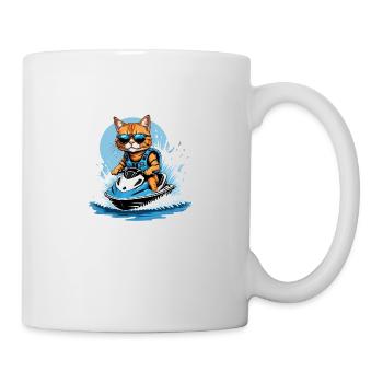 Cat Jet Ski Chat Drôle Drôle Cadeau - Mug blanc - blanc - Droite