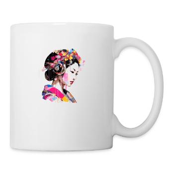 Japanese Woman Portrait Geisha Tradition Abstract - Mug - white - Right