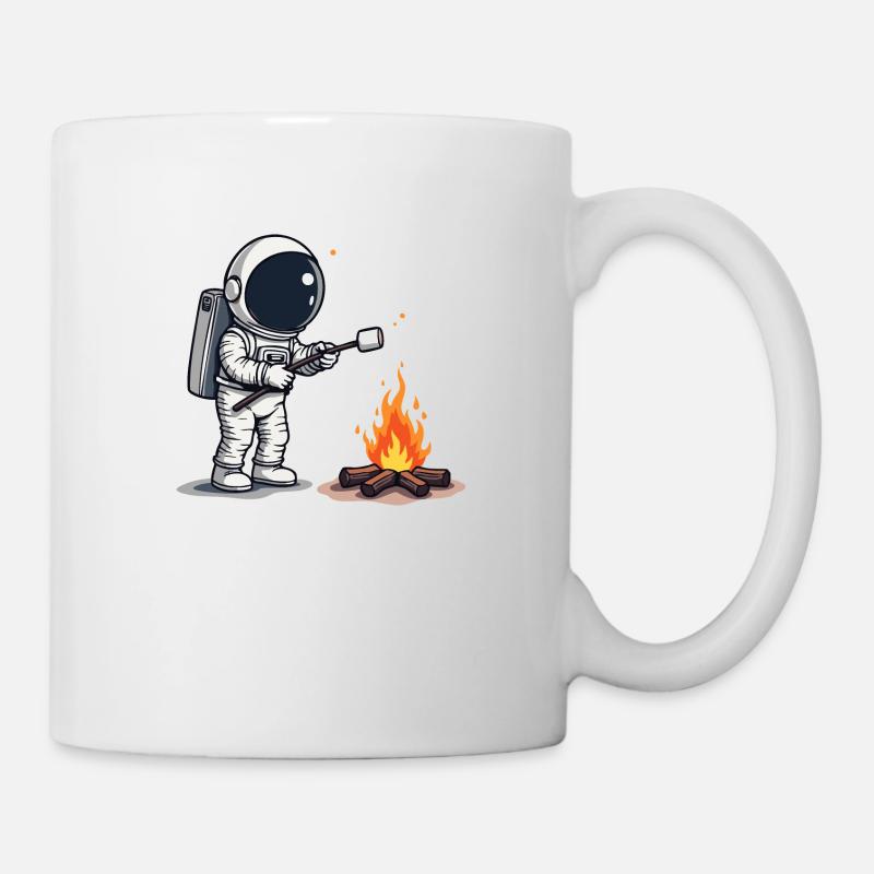 Astronaut roasting marshmallow at campfire - Mug - white