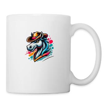 Cheval d’équitation western avec chapeau de cow-boy - Mug blanc - blanc - Droite