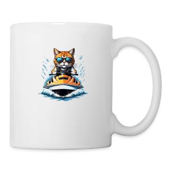 Cat Jet Ski Chat Drôle Drôle Cadeau - Mug blanc - blanc - Droite