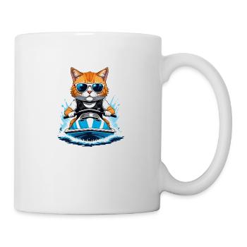 Cat Jet Ski Chat Drôle Drôle Cadeau - Mug blanc - blanc - Droite