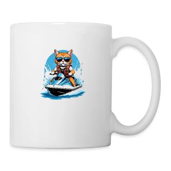 Cat Jet Ski Chat Drôle Drôle Cadeau - Mug blanc - blanc - Droite