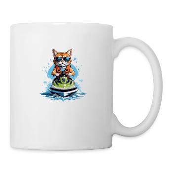 Cat Jet Ski Chat Drôle Drôle Cadeau - Mug blanc - blanc - Droite