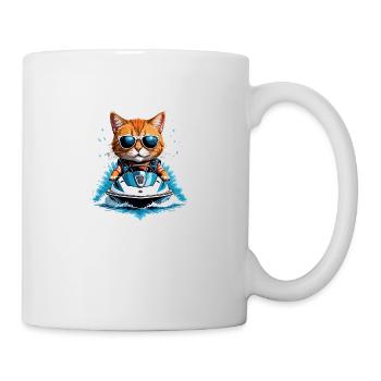 Cat Jet Ski Chat Drôle Drôle Cadeau - Mug blanc - blanc - Droite