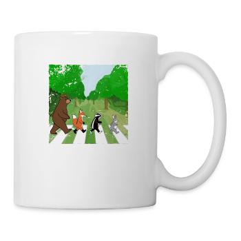 Forest Animals Crossing the Road - DIGITAL Grunge - Mug - white - Right