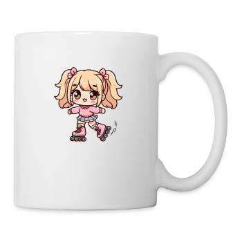 Fille dessin mignon qui fait du roller - Mug blanc - blanc - Droite