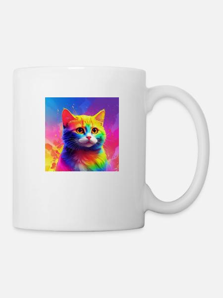 Cute rainbow coloured cat - Mug - white