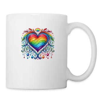 Regenbogen Herz - Tasse - Weiß - Rechts