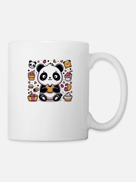 Süßer Panda mit Snacks - Tasse - Weiß