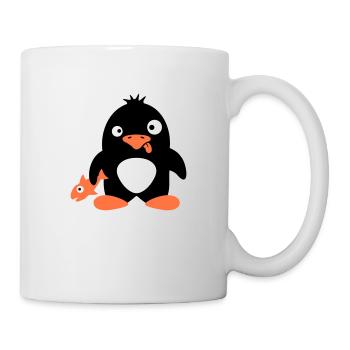 Funny Penguin Fish Caught Crazy Stupid Doofy - Mug - white - Right