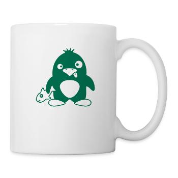 Funny Penguin Fish Caught Crazy Stupid Doofy - Mug - white - Right
