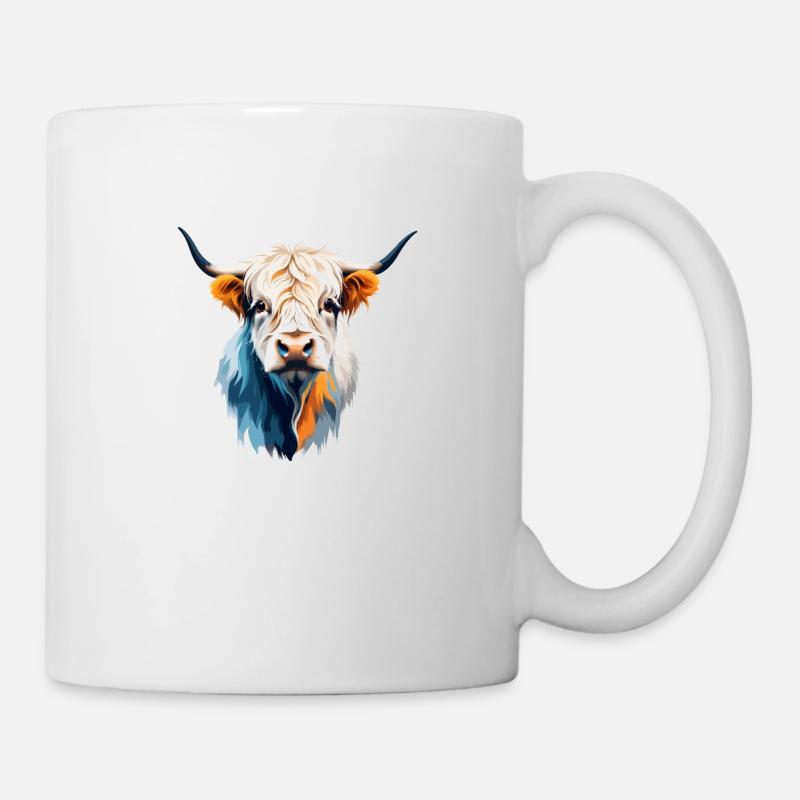 Highland Cow Vector Art Lebendige Farbe Illustration - Tasse - Weiß