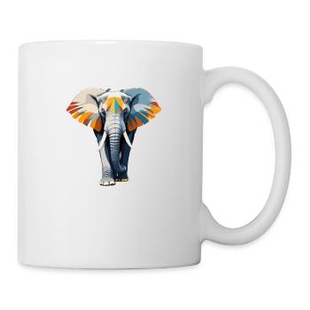 Elefant Vektor Kunst Lebendige Farbe Illustration - Tasse - Weiß - Rechts