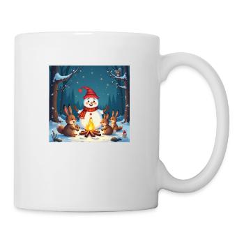 Bonhomme de neige et animaux de la forêt au feu de camp – Cosy - Mug blanc - blanc - Droite