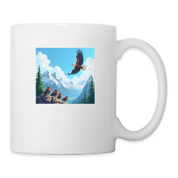 Majestic eagle over the mountains - cartoon - Mug - white - Right
