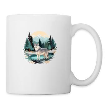 Wolf Wildlife Animal Nature Outdoors Watercolour - Mug - white - Right
