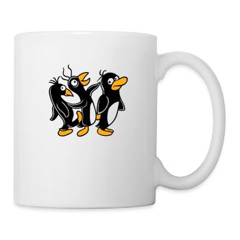 Crazy penguins running stupid kicking team friends - Mug - white - Right