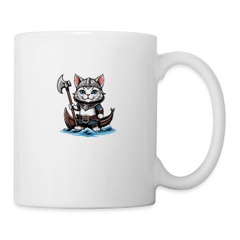Cat Wikinger Viking Katze Geschenk Süß - Tasse - Weiß - Rechts