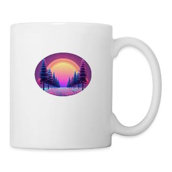 Waldwiese im Sonnenuntergang im Blumenmeer - Tasse - Weiß - Rechts