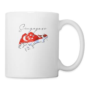 Singapur Flagge in der Singapur Landkarte EN - Tasse - Weiß - Rechts