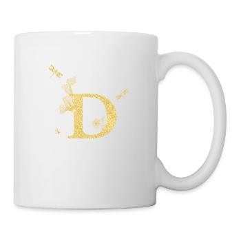 Letter d Golden Glitter Dragonfly - Gift Idea - Mug - white - Right