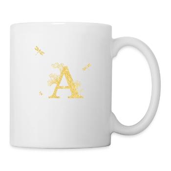 Goldener Glitzer Libelle Buchstabe - Geschenkidee - Tasse - Weiß - Rechts