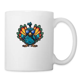 Pfau Vogel Comic Cool - Tasse - Weiß - Rechts