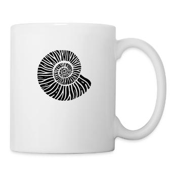 spiralförmige schwarze Muschel - Tasse - Weiß - Rechts