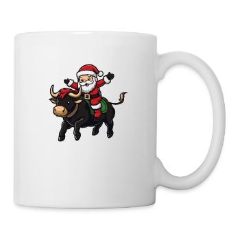 Taureau Père Noël dessin animé - Mug blanc - blanc - Droite