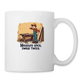 Measure Once Swear Twice Woodworking Holzarbeiten - Tasse - Weiß - Rechts