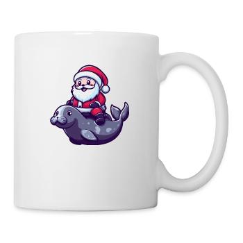 Robbe Tier Weihnachtsmann Cartoon - Tasse - Weiß - Rechts