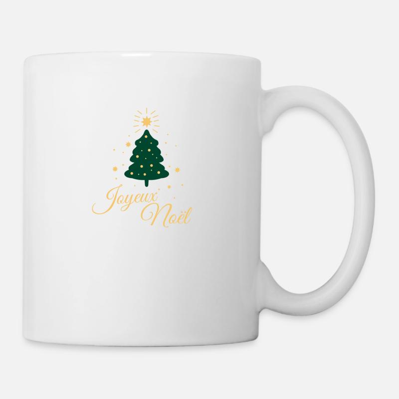 Einfacher Weihnachtsbaum mit elegantem goldenen Text - Tasse - Weiß