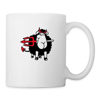 Schaf Teufel Satan Hölle Böse Dreizack Hörner Cool - Tasse - Weiß - Rechts