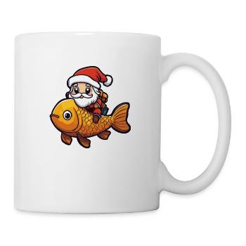 Poisson rouge Père Noël dessin animé - Mug blanc - blanc - Droite