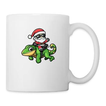 Caméléon Père Noël dessin animé - Mug blanc - blanc - Droite