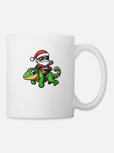 Chameleon Santa Claus Cartoon - Mug - white