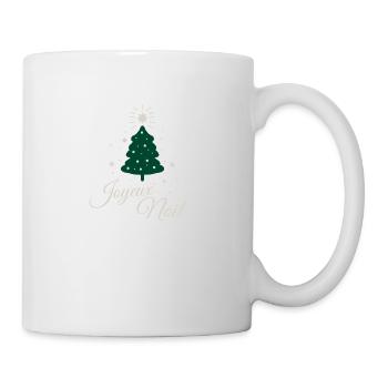 Minimalistischer Tannenbaum mit raffiniertem silbernem Text - Tasse - Weiß - Rechts