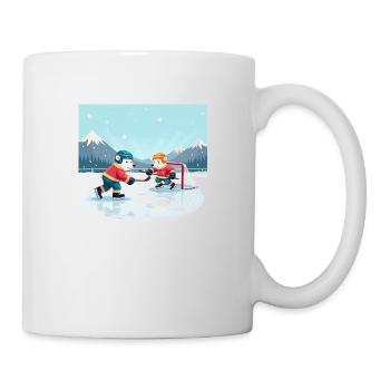 ours polaires jouant au hockey sur glace - dessin animé hiver - Mug blanc - blanc - Droite