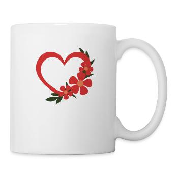 Floral Heart Romantic Flower Wreath - Mug - white - Right