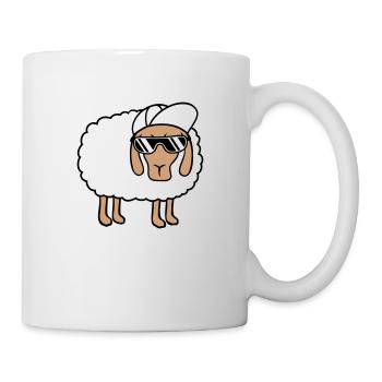 Cooles Schaf Sonnenbrille Cappy Mütze Sommer Spaß - Tasse - Weiß - Rechts