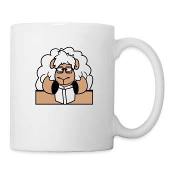 Sheep Nerd Geek Book Reading Nerd Horn-Rimmed Glasses Desk - Mug - white - Right