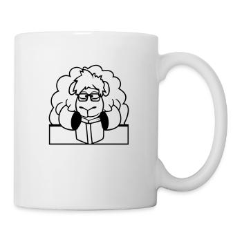 mouton nerd geek livre lecture nerd lunettes à monture de corne bureau - Mug blanc - blanc - Droite