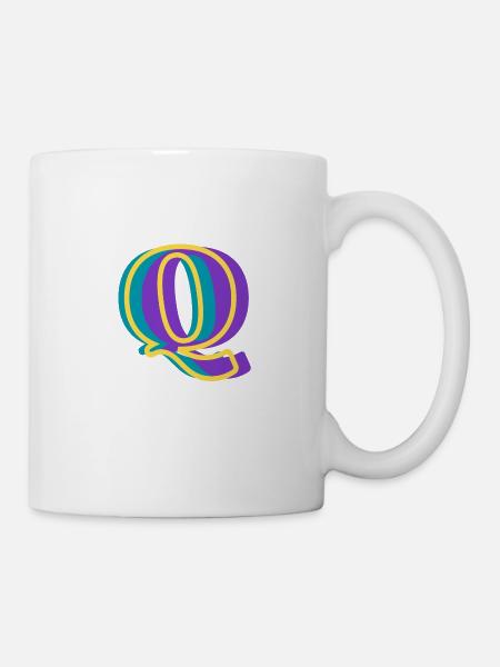 Mehrfarbiger Buchstabe q - Tasse - Weiß