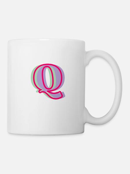 Mehrfarbiger Buchstabe q - Tasse - Weiß